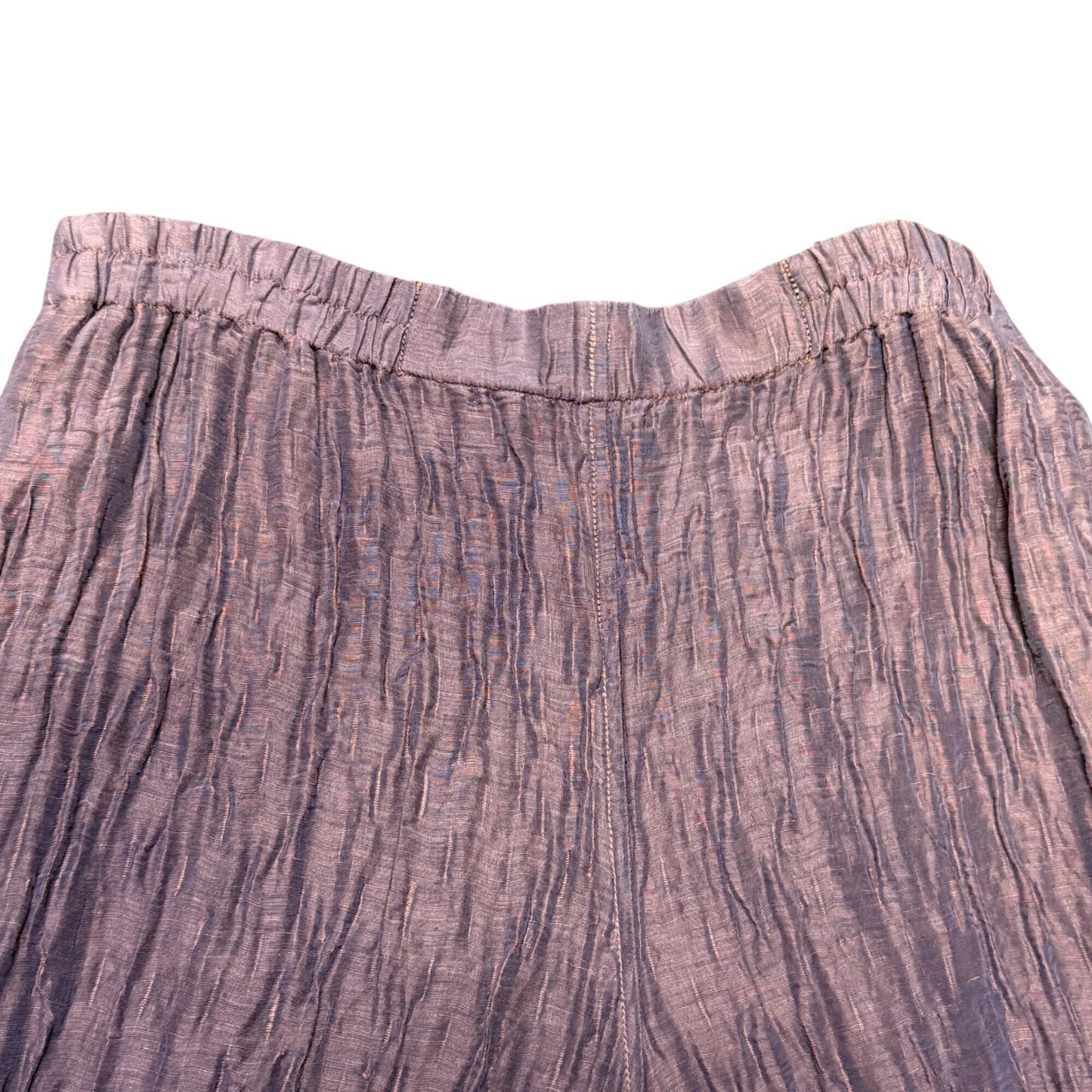 NWT Grizas Crinkle Silk Blend Brown Wide-Leg Pants M