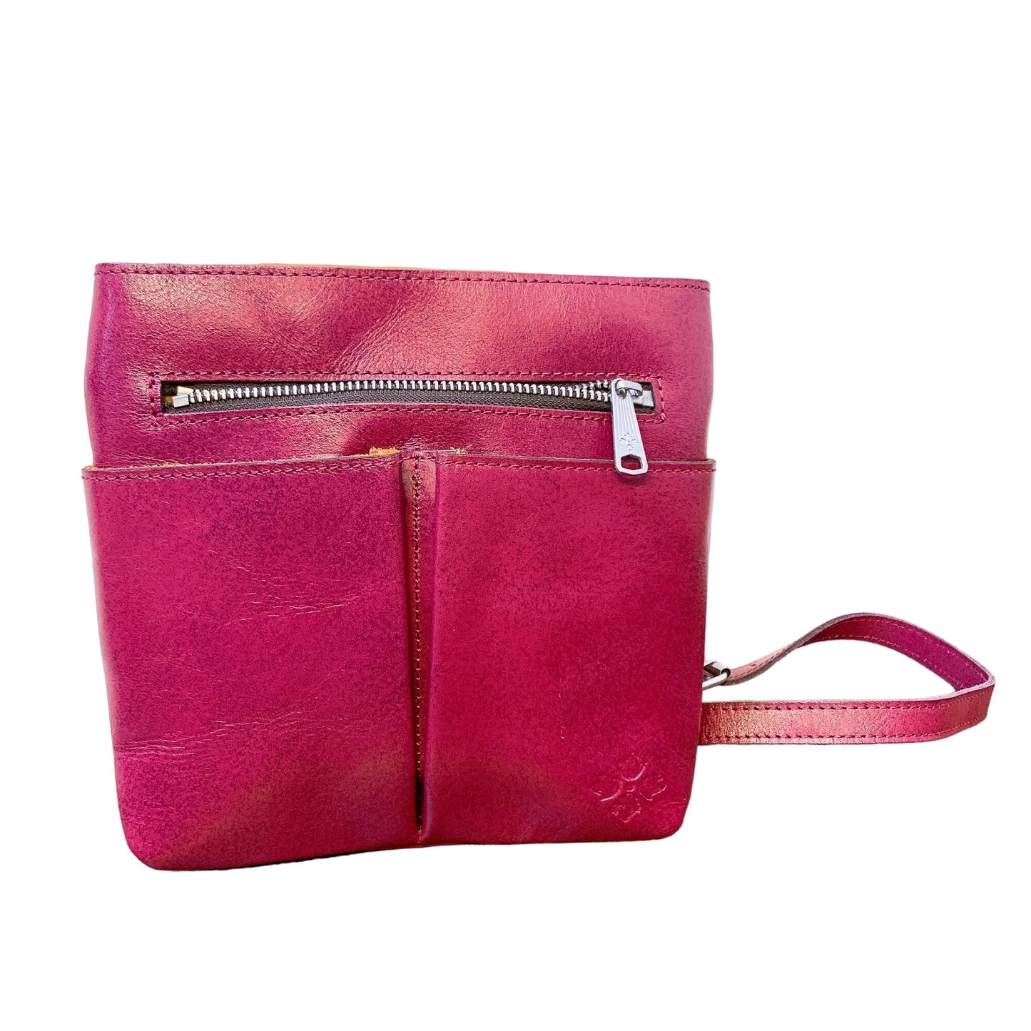 Patricia Nash Magenta Handcrafted Embossed Leather Crossbody Bag With Adjustable Strap