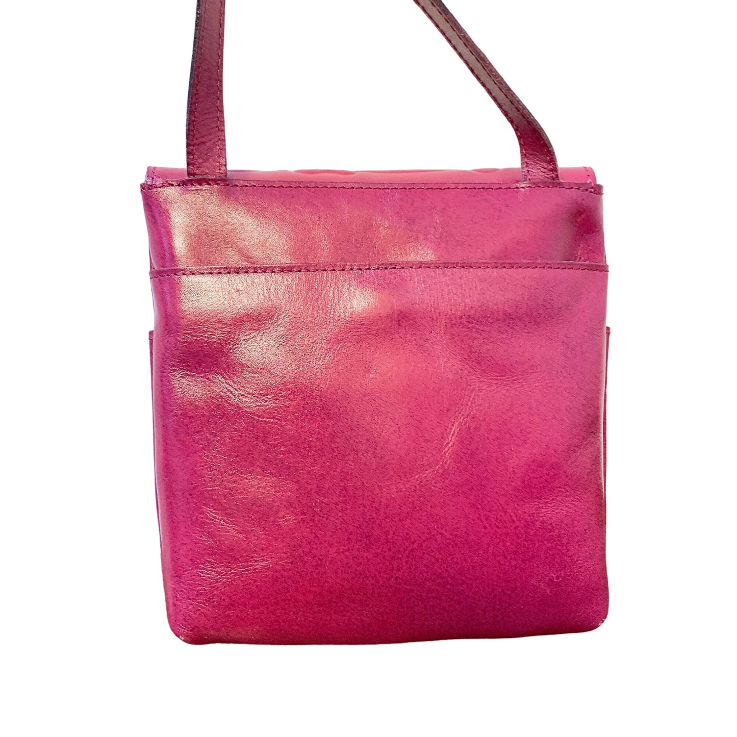 Patricia Nash Magenta Handcrafted Embossed Leather Crossbody Bag With Adjustable Strap