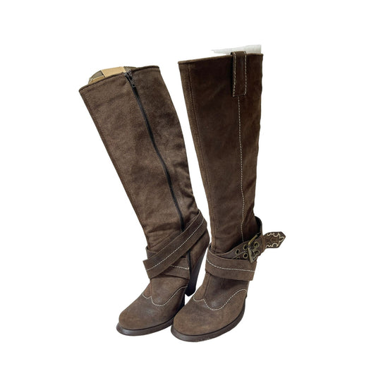 *Antik Denim Brown Suede Knee High Boots Size 8