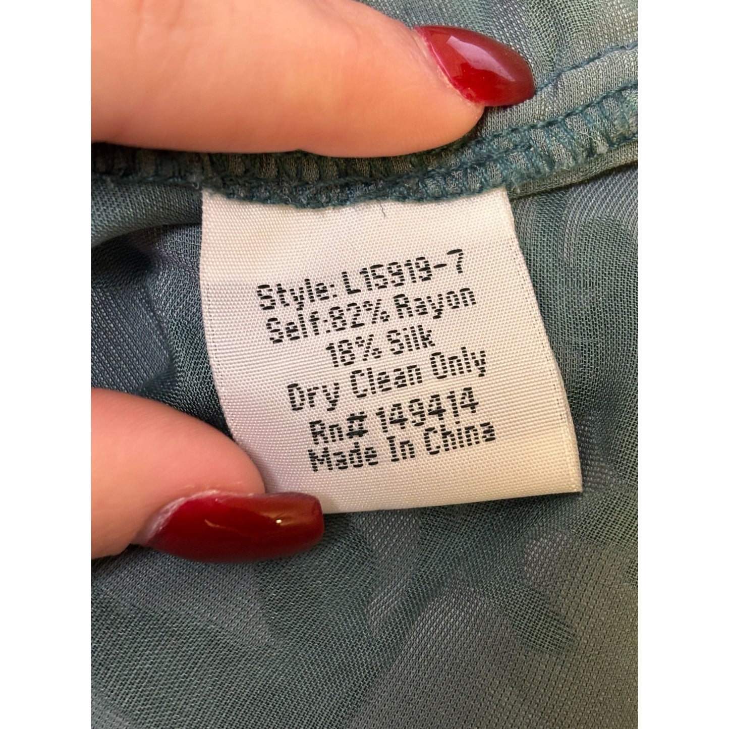 Jade Johnny Was Green Velvet Floral Blouse Size M