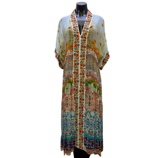 NWT Johnny Was Floral Embroidered Maxi Dress Multi-Color L