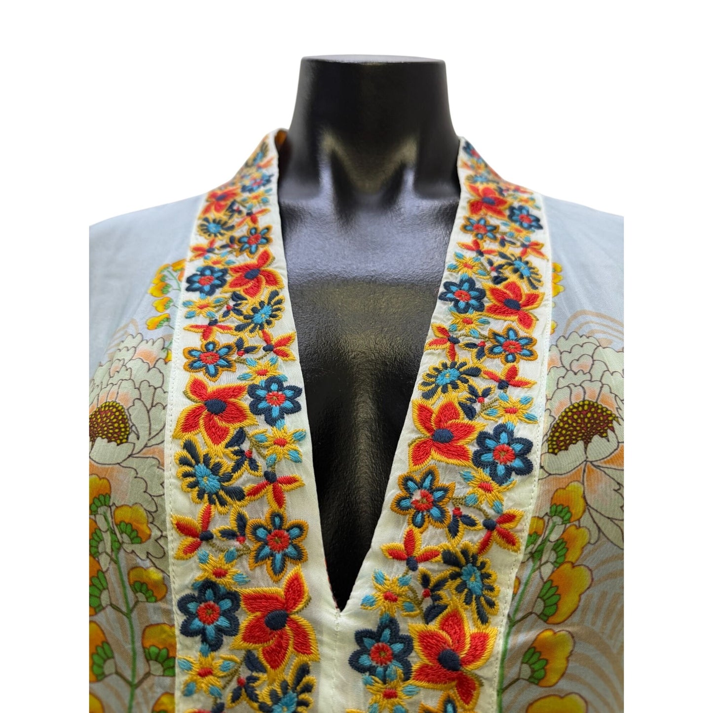NWT Johnny Was Floral Embroidered Maxi Dress Multi-Color L
