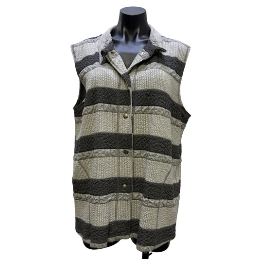 NWT Eleven Stitch Design Gray Striped Vest M