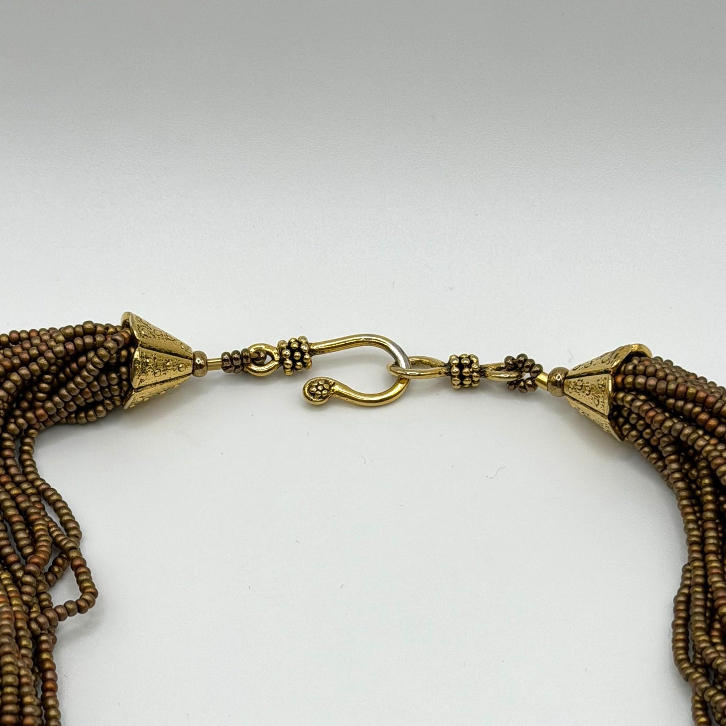 Joan Babcock Necklace Pendant Micro Macrame Multi-Strand Glass Circular Pendant