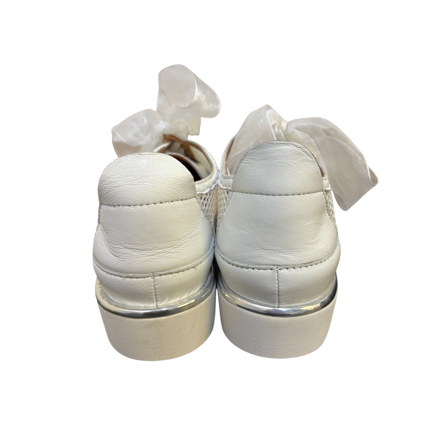 Lamour Des Pieds White Sneakers With Mesh Detail & Ribbon Laces Size