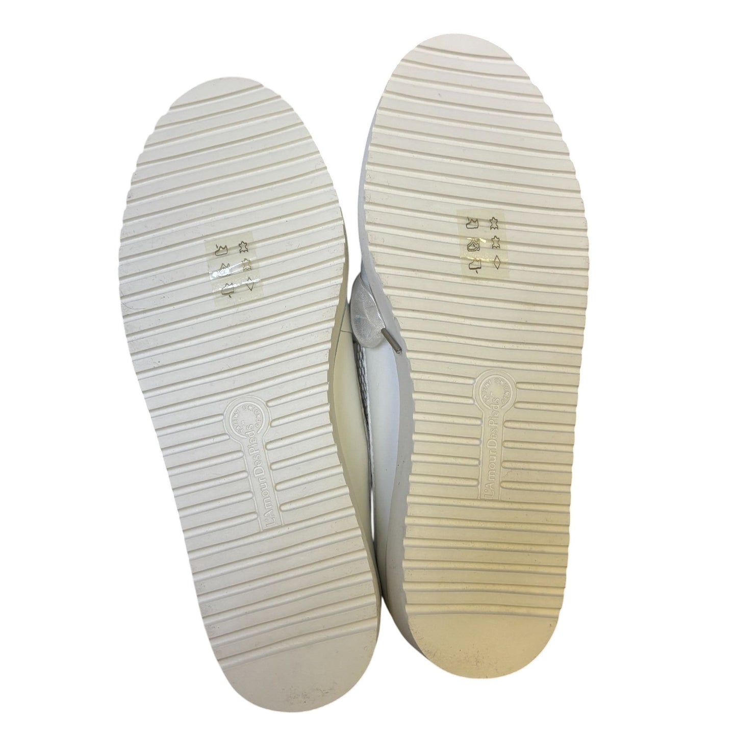 Lamour Des Pieds White Sneakers With Mesh Detail & Ribbon Laces Size