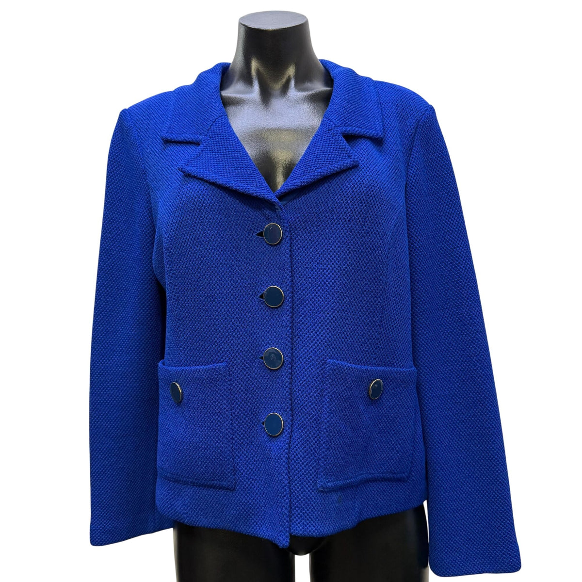 St John Knit Jacket Cobalt Blue Button Front 8