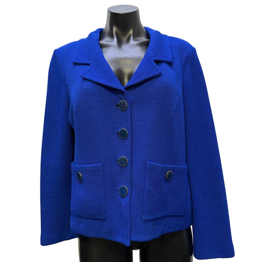 St John Knit Jacket Cobalt Blue Button Front 8