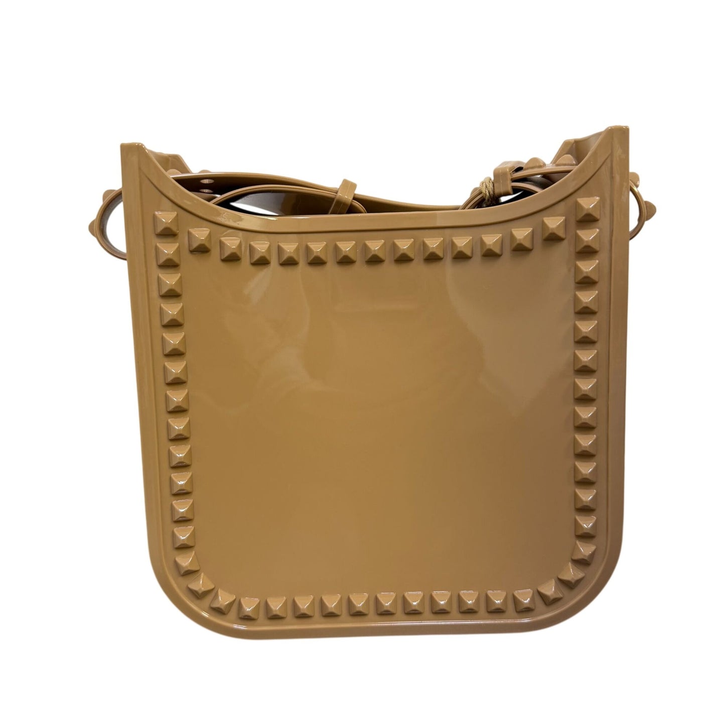 NWT Carmen Sol Nude Studded Mid Crossbody Bag Made In Italy