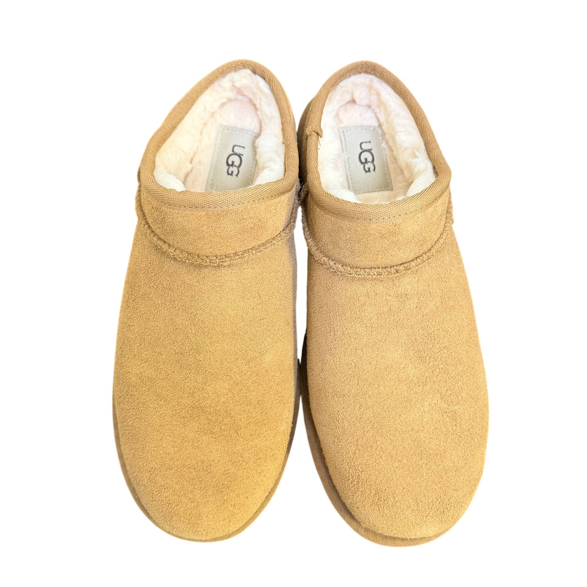 Ugg Suede Shearling-Lined Tan Slip-On Shoes 8