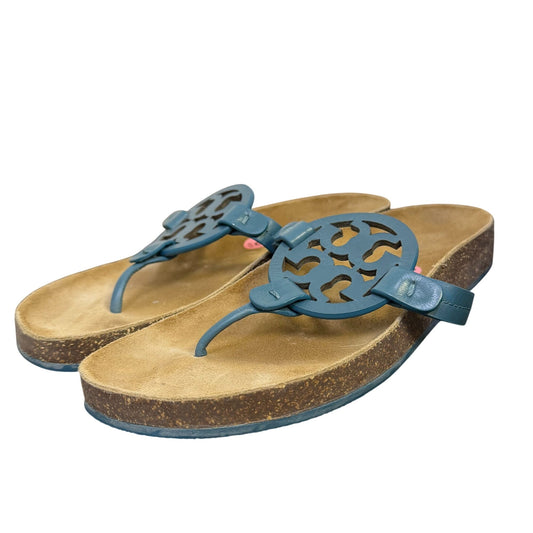 Tory Burch Blue Leather Flip Flops Size 9