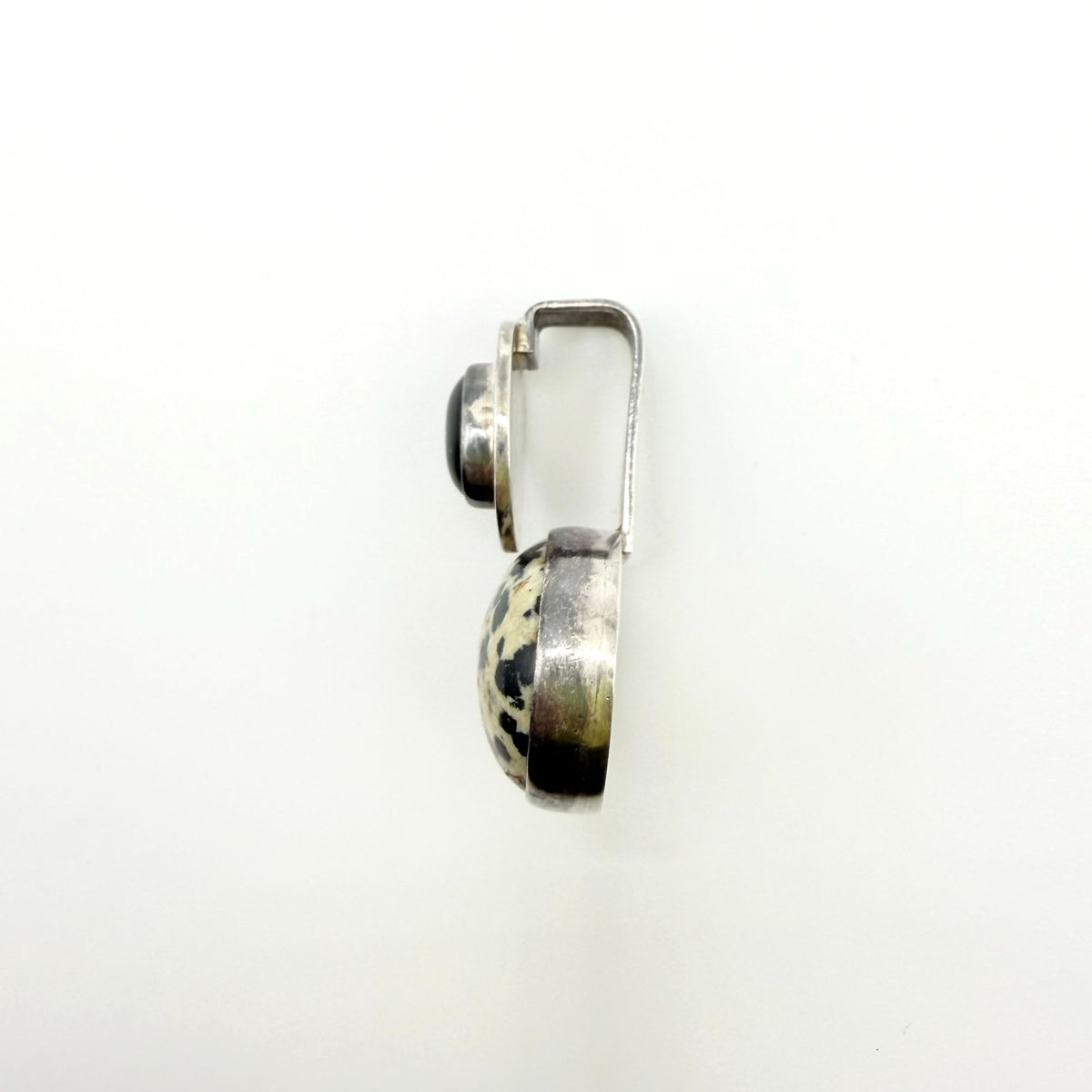 925 Sterling Silver Dalmatian Jasper & Black Onyx Pendant