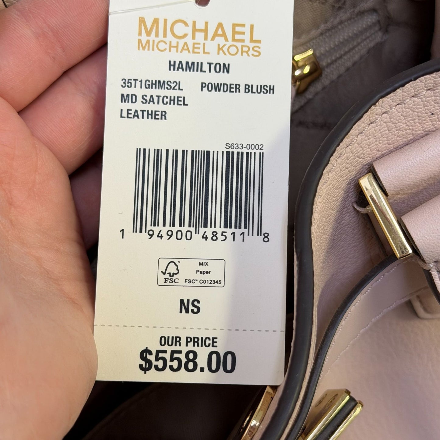NWT Michael Kors Pink Leather Satchel Tote Handbag