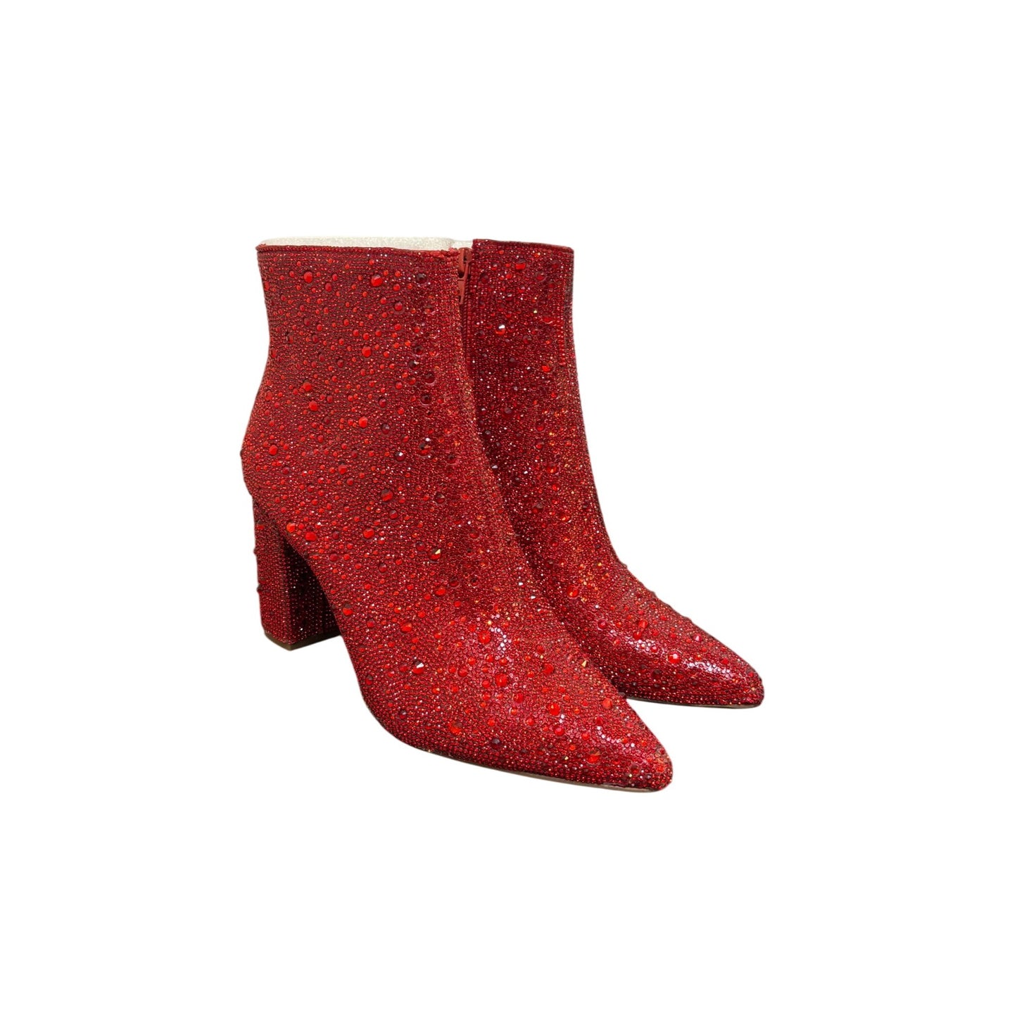 NWOT Betsey Johnson Red Rhinestone Ankle Boots Size 8