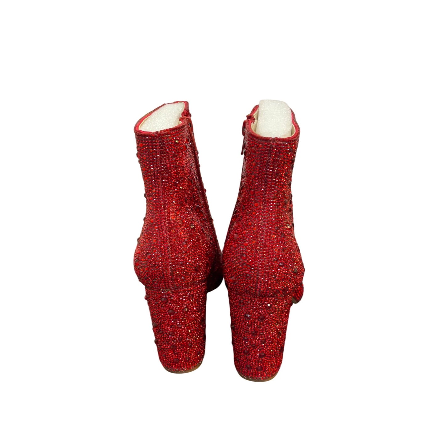 NWOT Betsey Johnson Red Rhinestone Ankle Boots Size 8