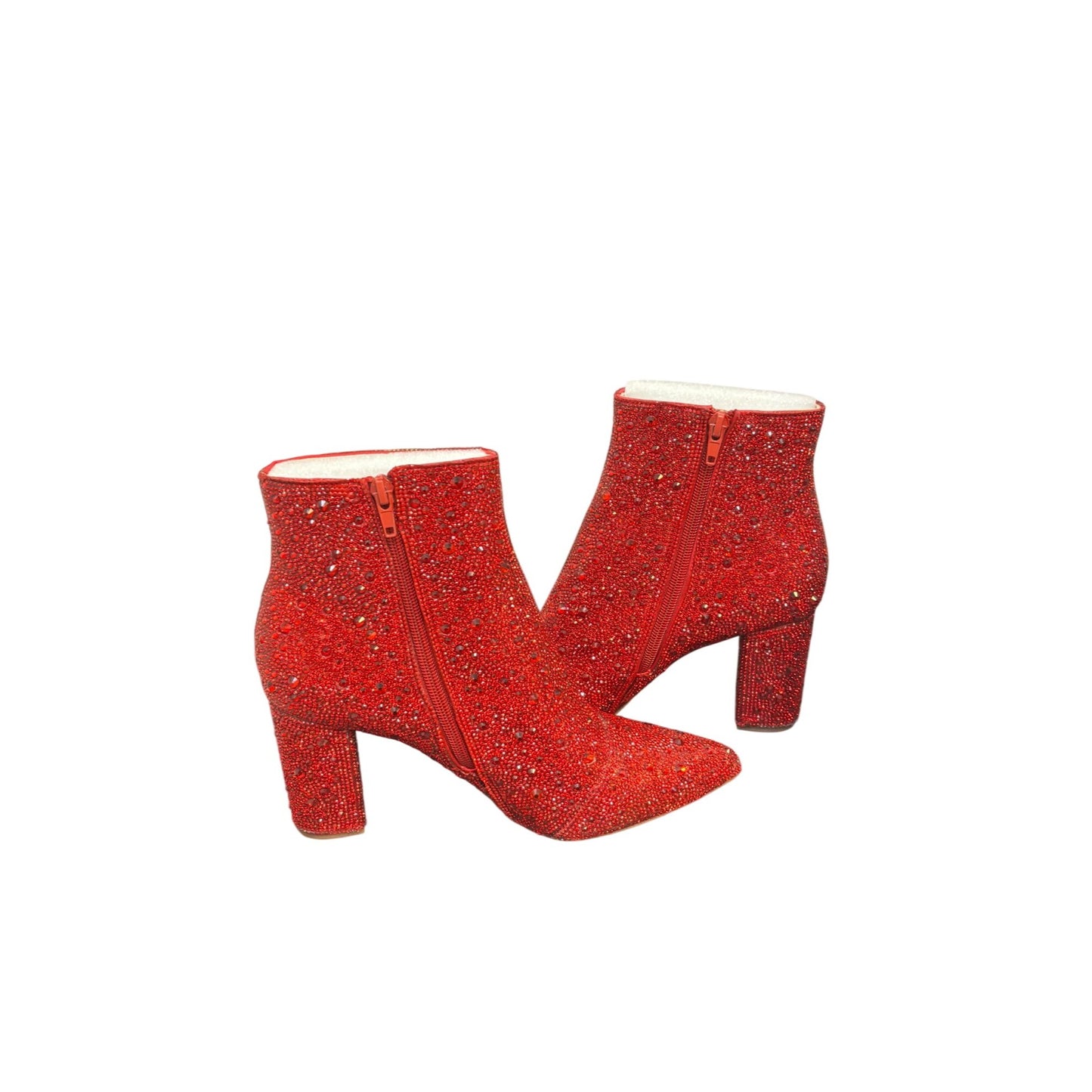 NWOT Betsey Johnson Red Rhinestone Ankle Boots Size 8