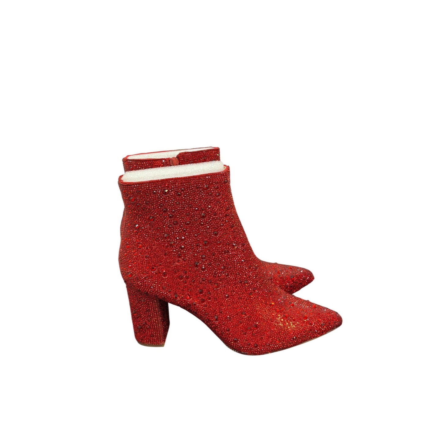 NWOT Betsey Johnson Red Rhinestone Ankle Boots Size 8