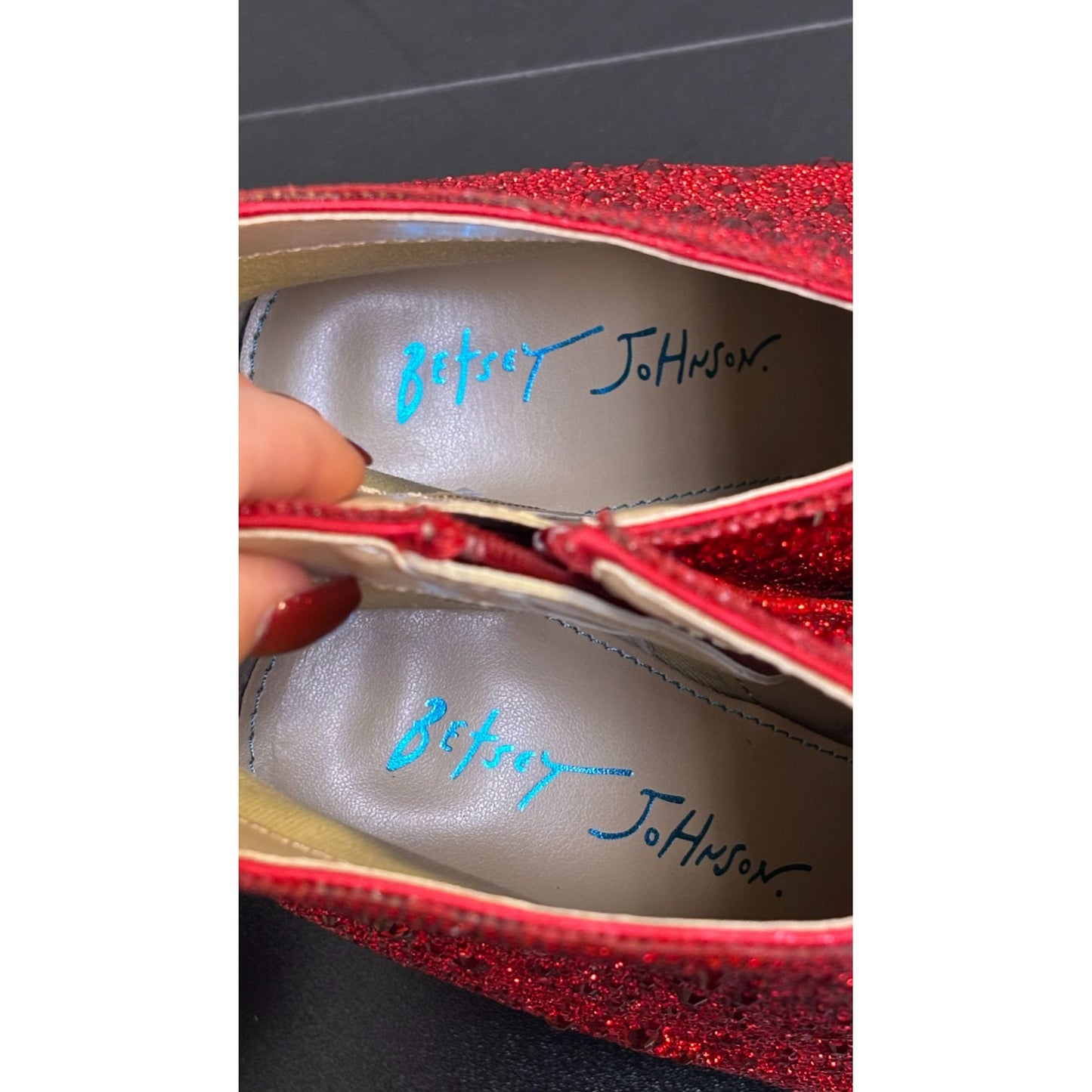 NWOT Betsey Johnson Red Rhinestone Ankle Boots Size 8