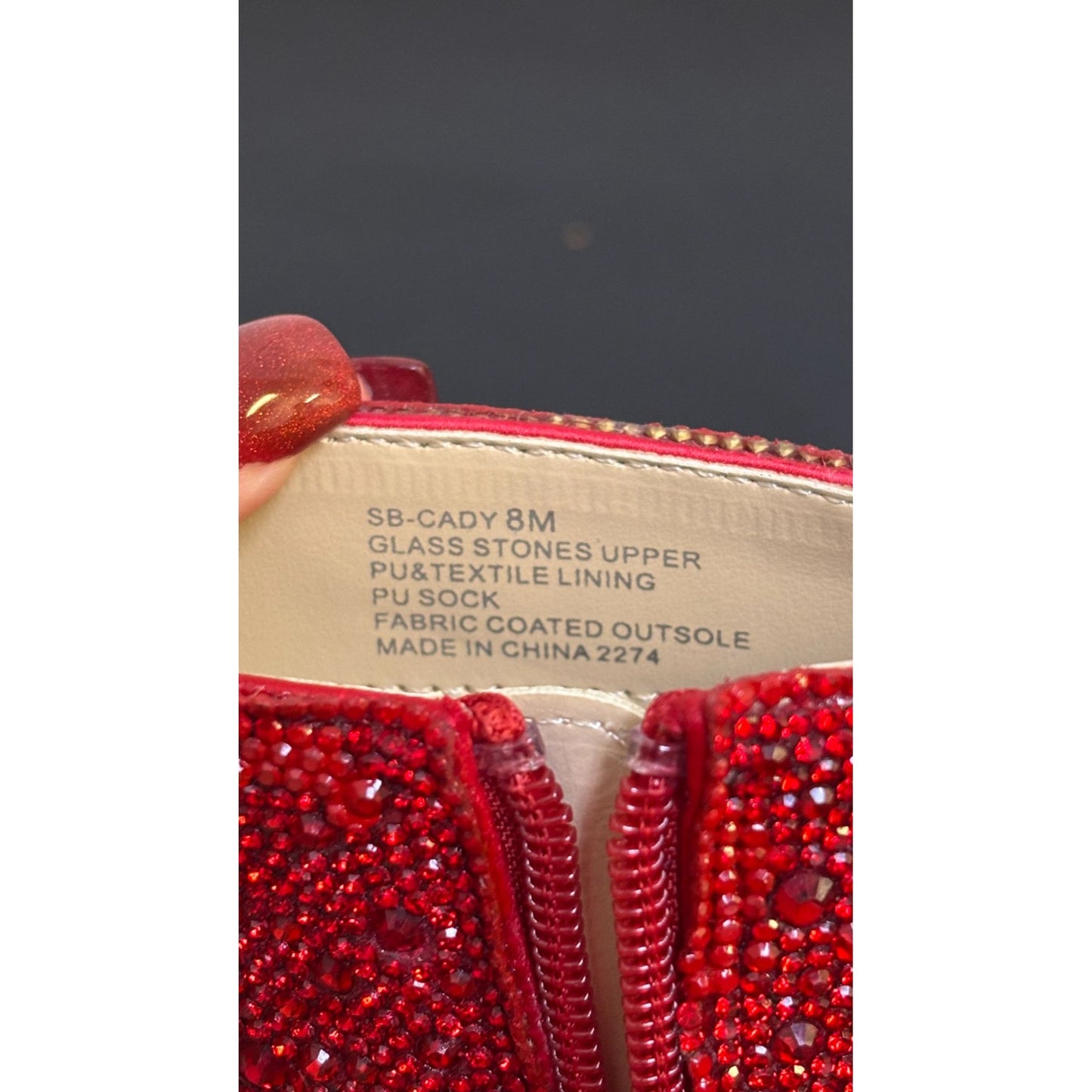 NWOT Betsey Johnson Red Rhinestone Ankle Boots Size 8