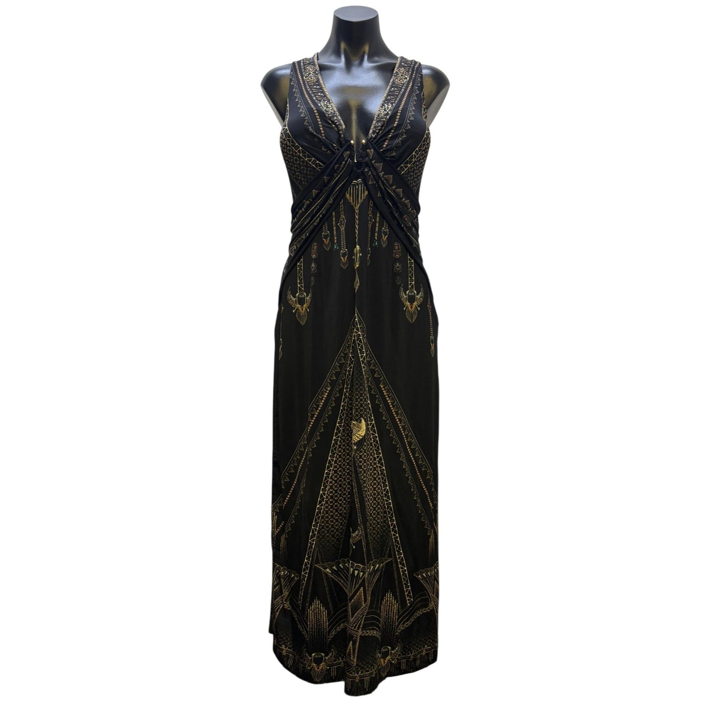 Camilla Black & Gold Sleeveless Maxi Dress XXL