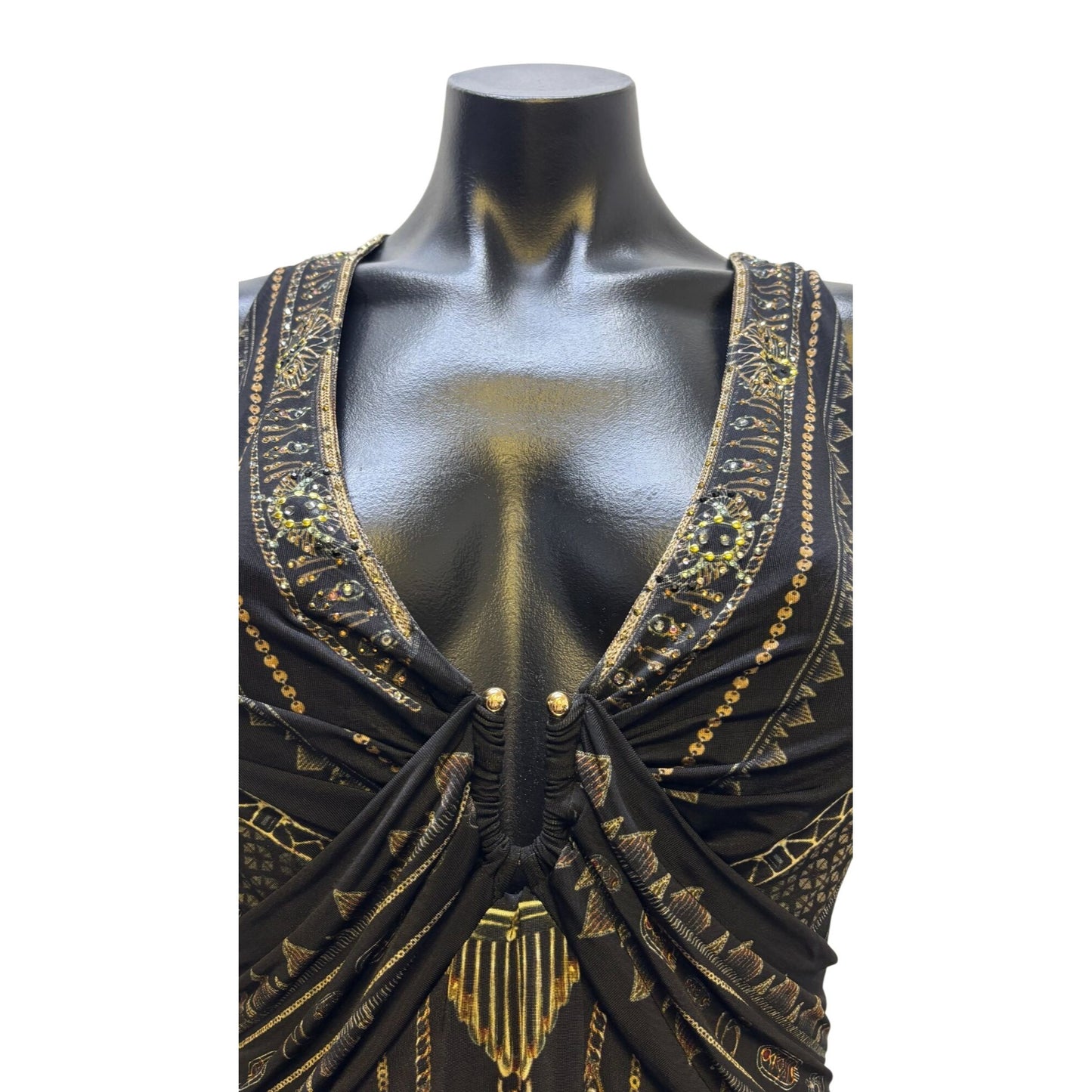 Camilla Black & Gold Sleeveless Maxi Dress XXL