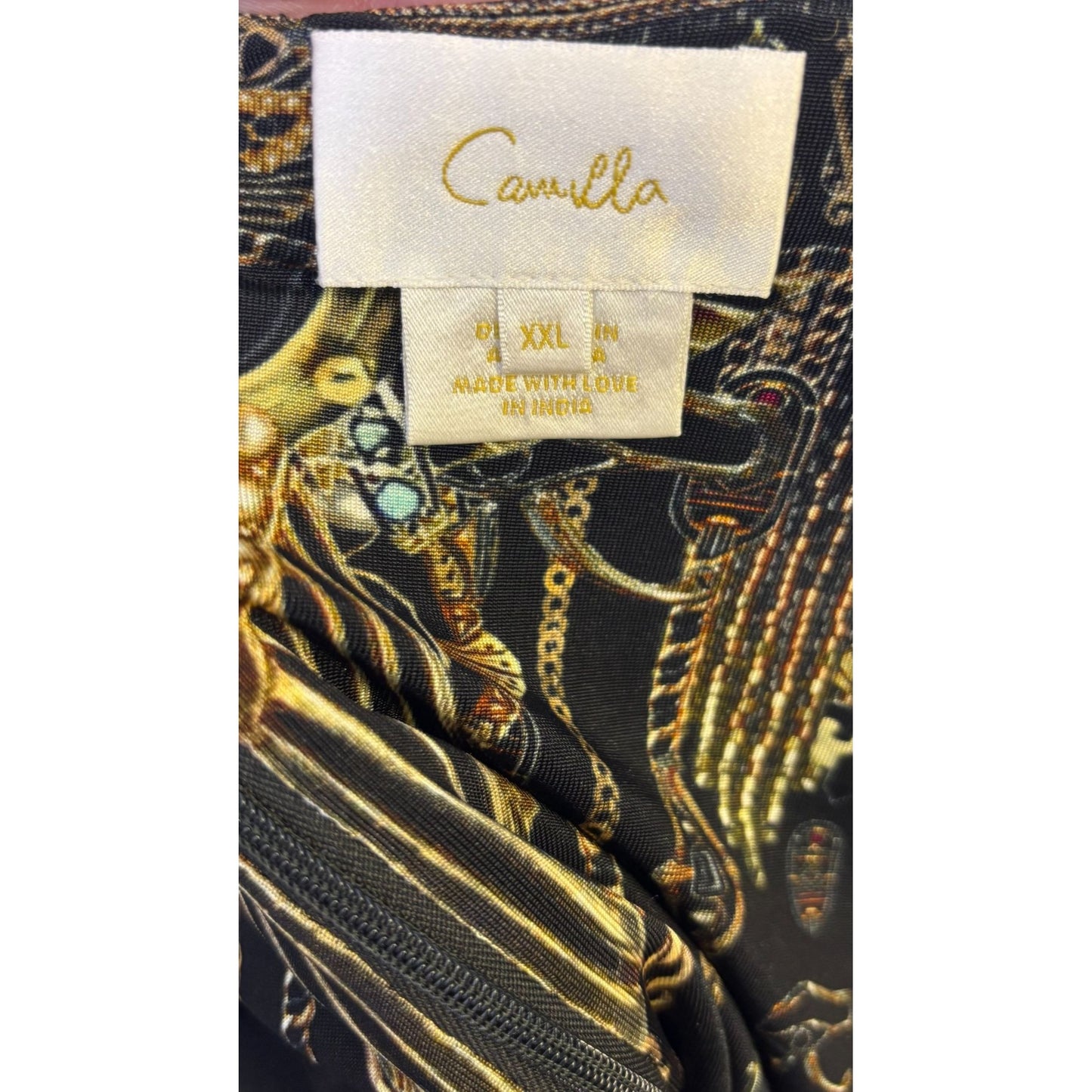 Camilla Black & Gold Sleeveless Maxi Dress XXL