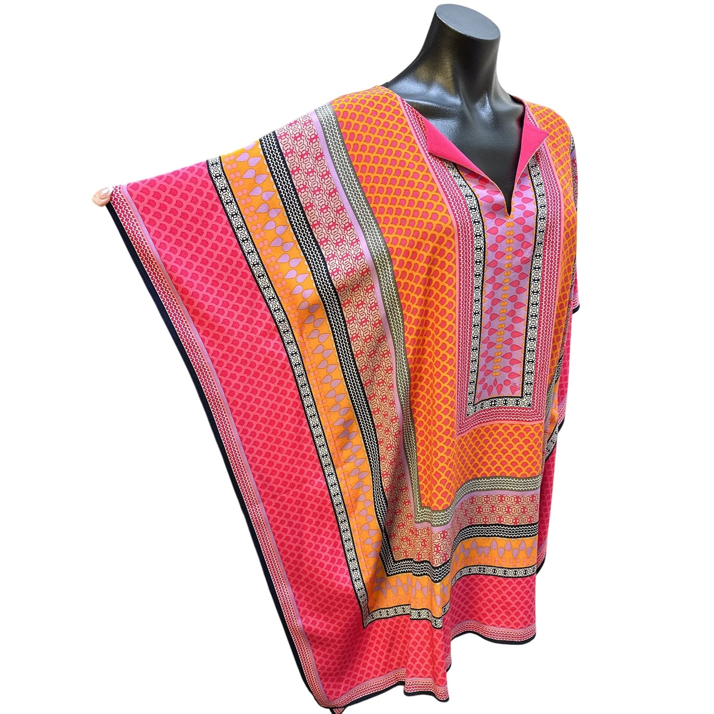 Trina Turk Vibrant Pink & Orange Geometric Print  Tunic Top XS/S