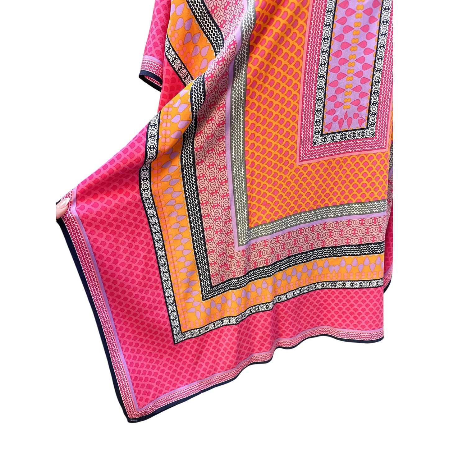 Trina Turk Vibrant Pink & Orange Geometric Print  Tunic Top XS/S