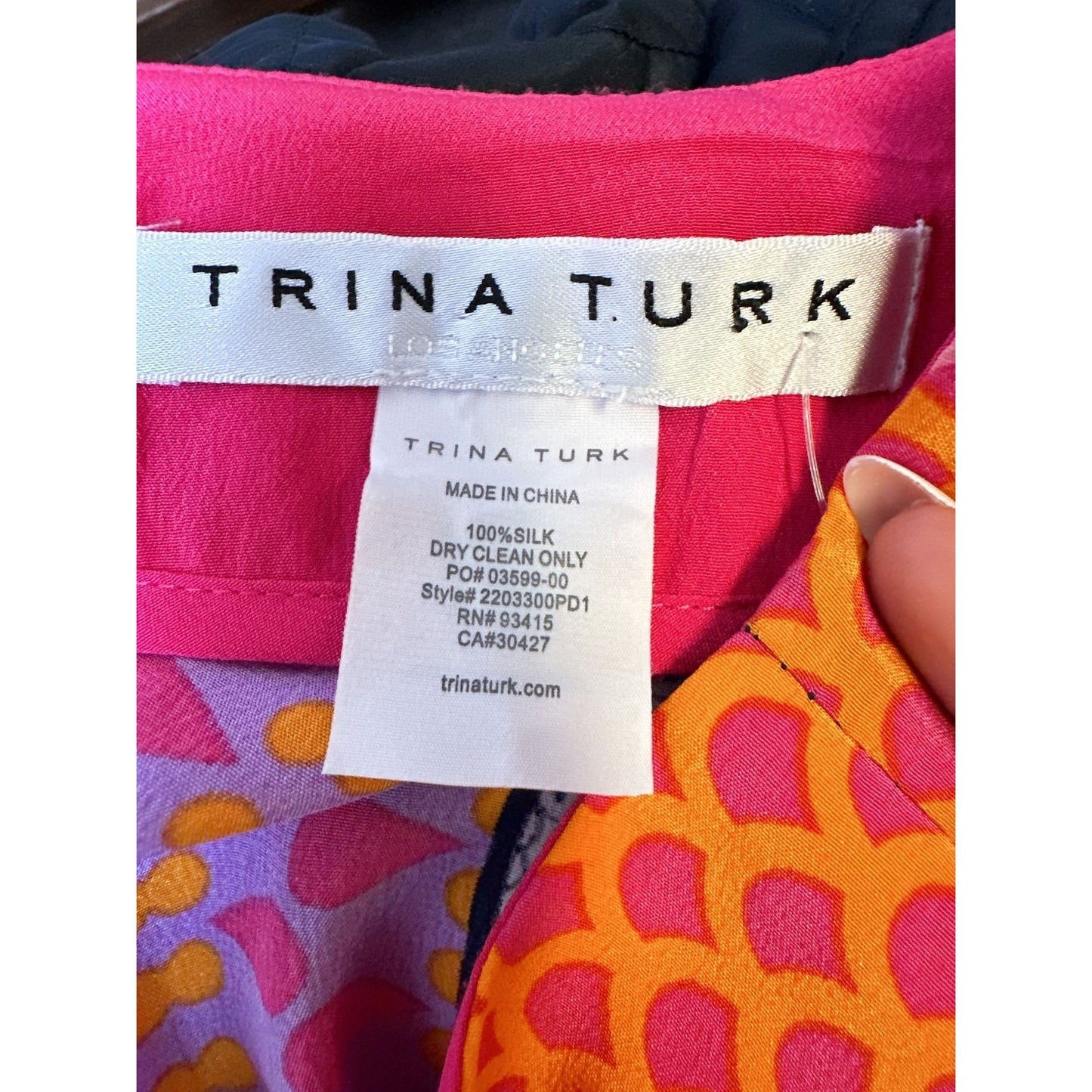 Trina Turk Vibrant Pink & Orange Geometric Print  Tunic Top XS/S