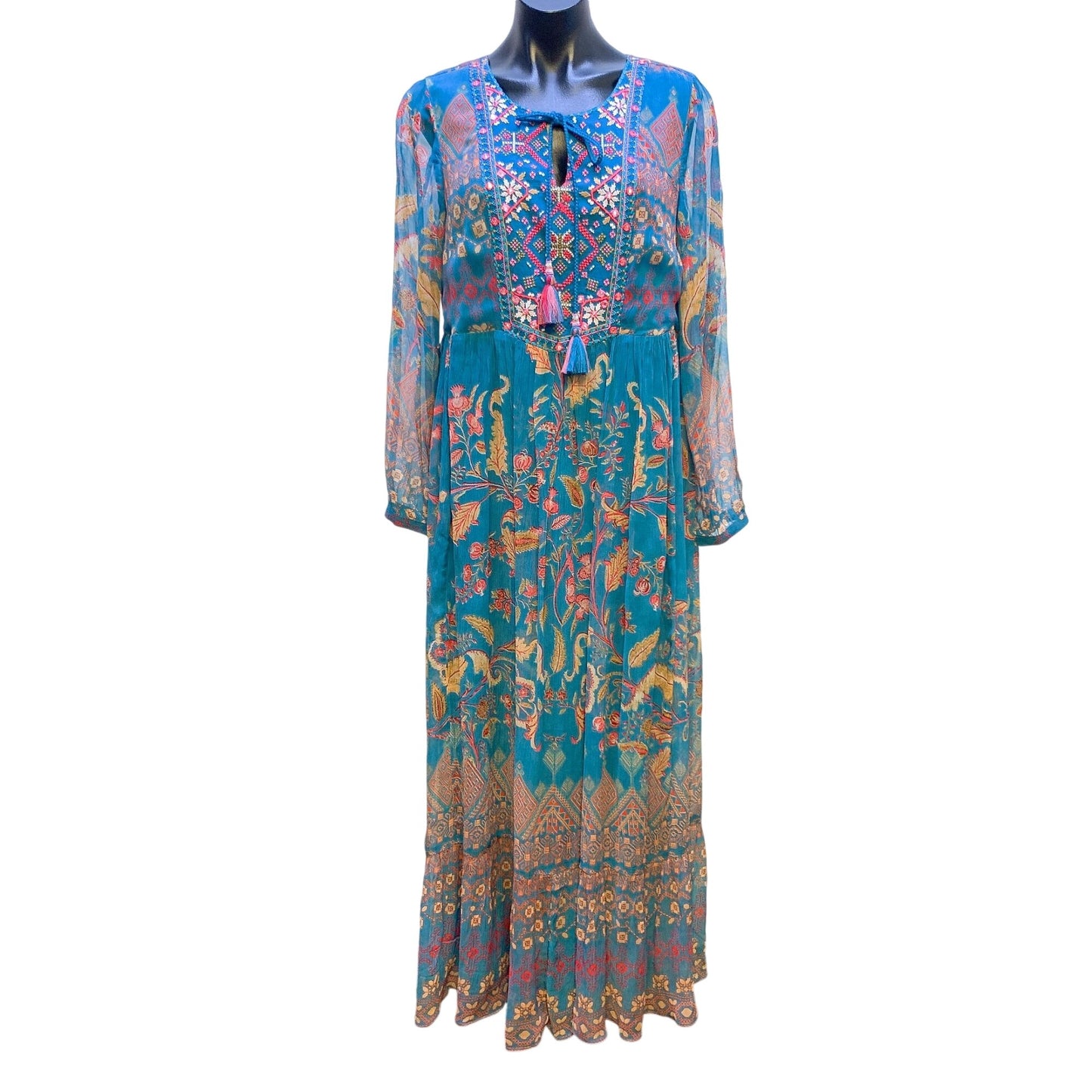 Soft Surroundings Embroidered Boho Maxi Dress S