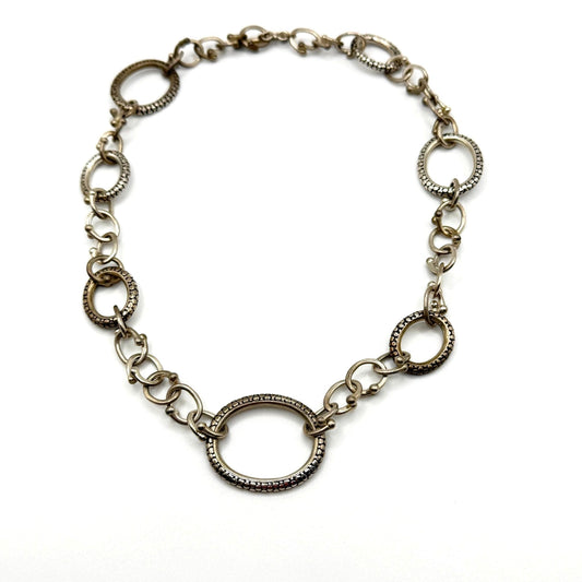 Michael Dawkins 925 Sterling Silver Mixed Oval Link Necklace With Toggle Clasp