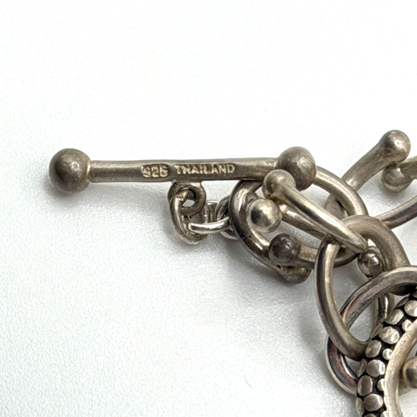 Michael Dawkins 925 Sterling Silver Mixed Oval Link Necklace With Toggle Clasp