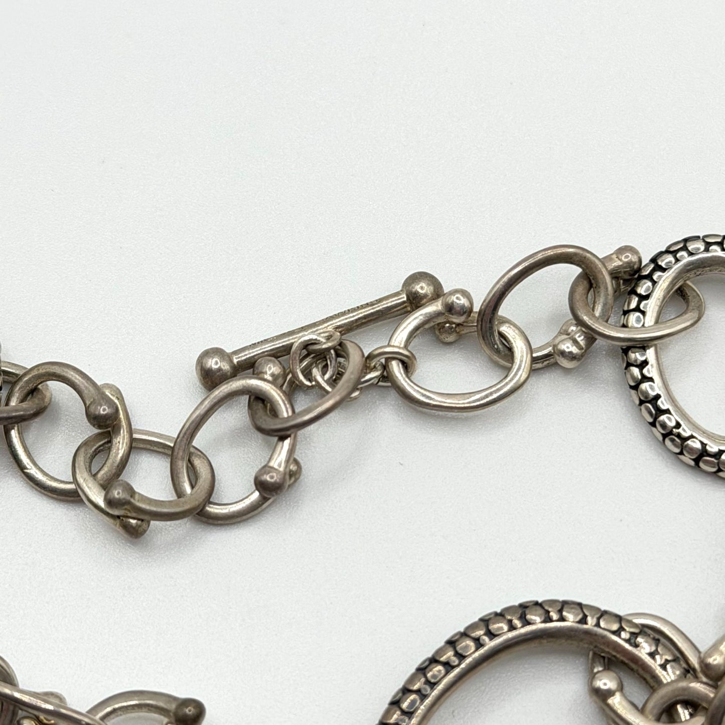 Michael Dawkins 925 Sterling Silver Mixed Oval Link Necklace With Toggle Clasp