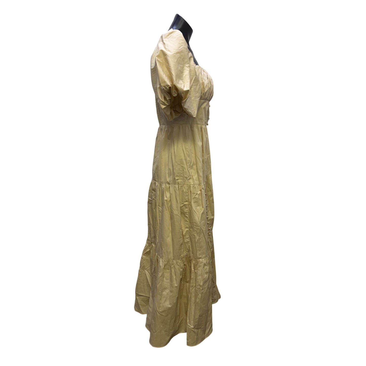 Endless Rose Puff Sleeve Cream Dress Tiered Button Front M