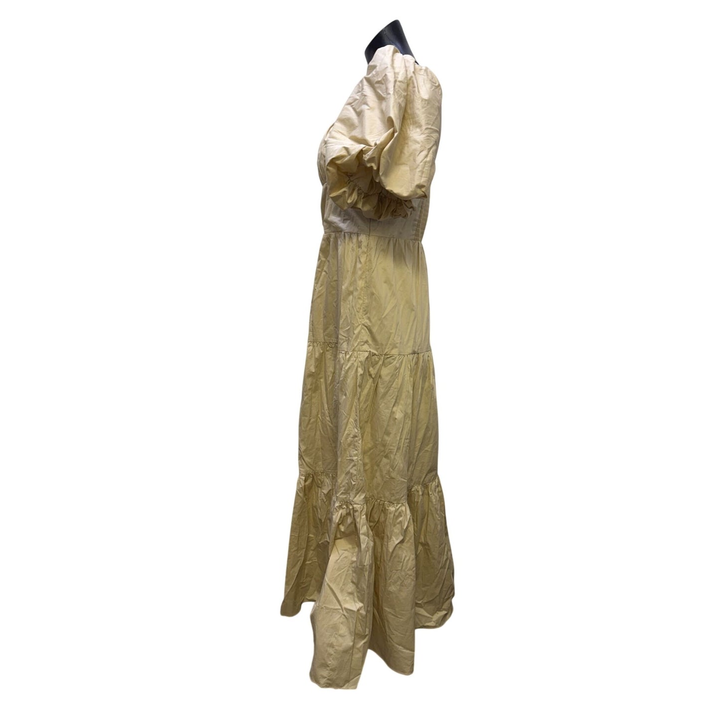 Endless Rose Puff Sleeve Cream Dress Tiered Button Front M