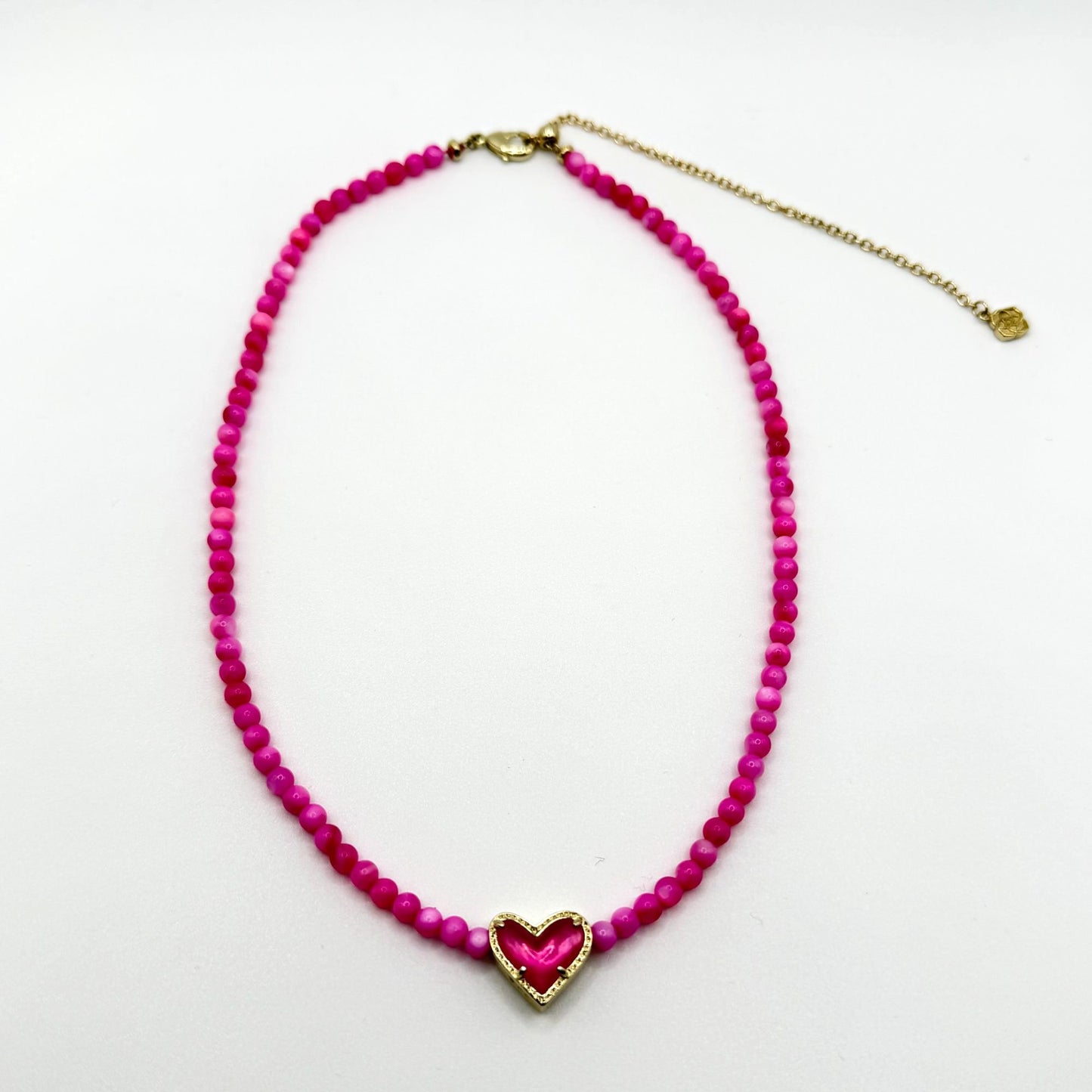Kendra Scott Pink Beaded Necklace With Gold-Tone Heart Pendant