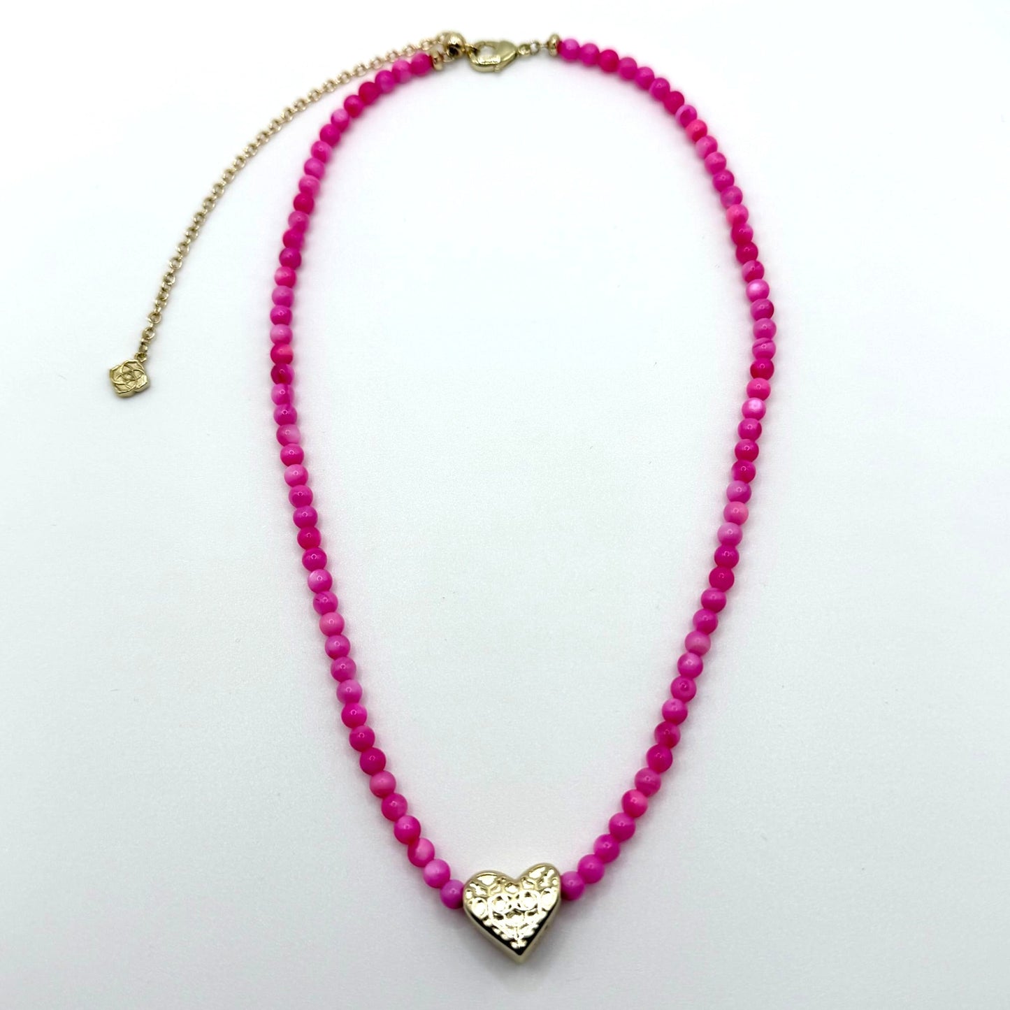 Kendra Scott Pink Beaded Necklace With Gold-Tone Heart Pendant