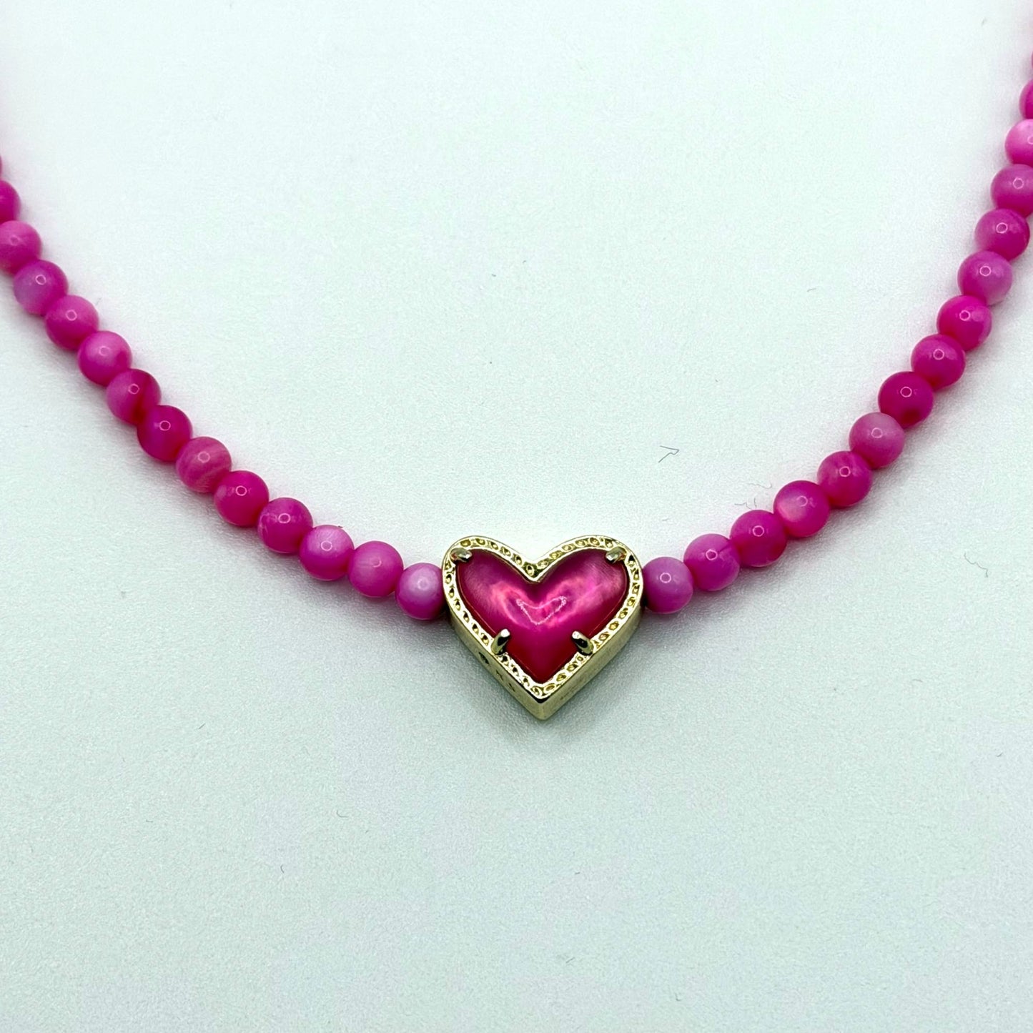 Kendra Scott Pink Beaded Necklace With Gold-Tone Heart Pendant