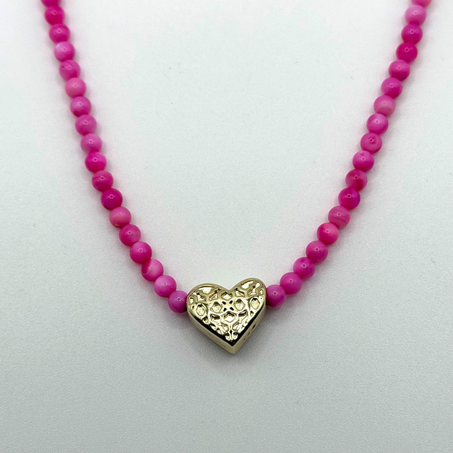 Kendra Scott Pink Beaded Necklace With Gold-Tone Heart Pendant