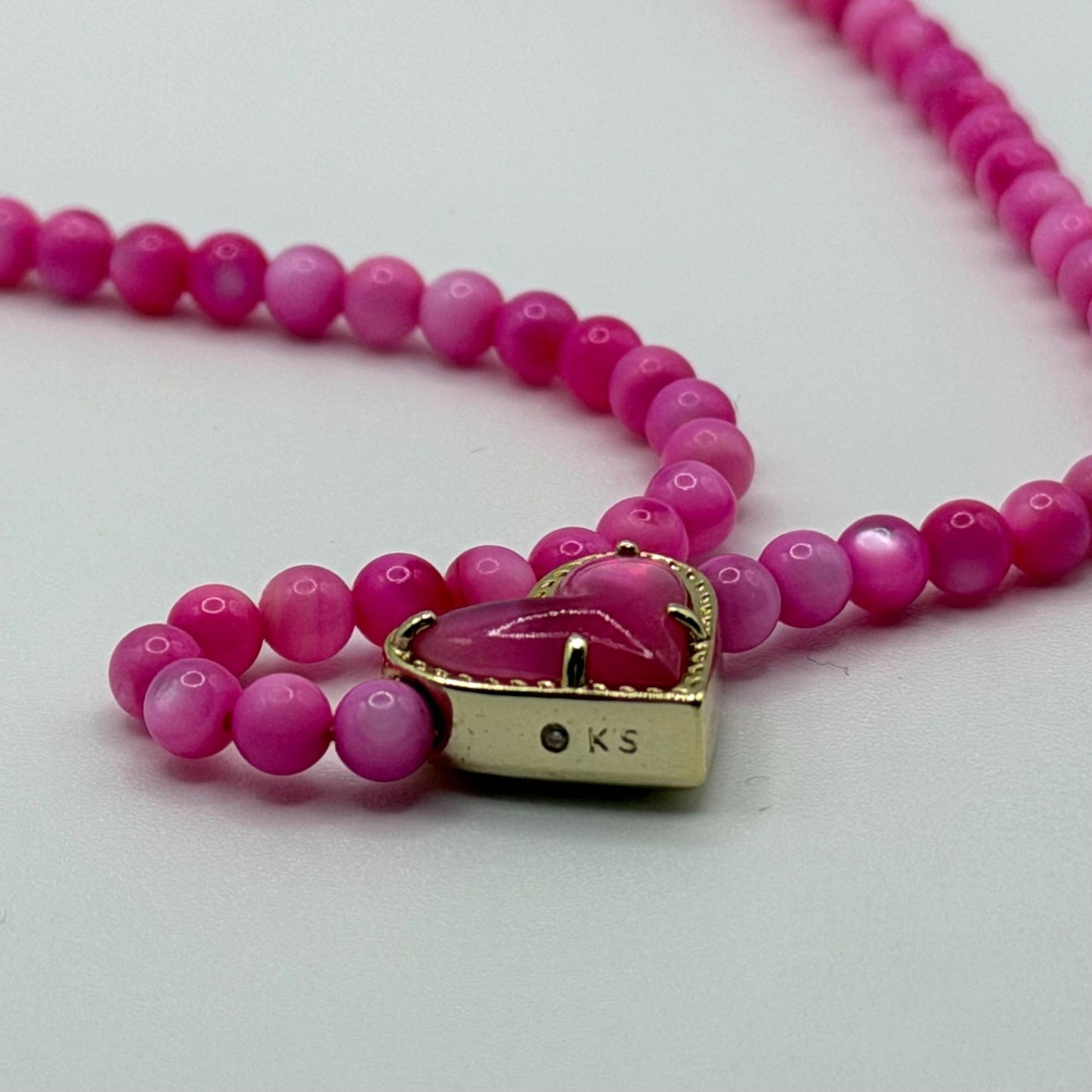 Kendra Scott Pink Beaded Necklace With Gold-Tone Heart Pendant