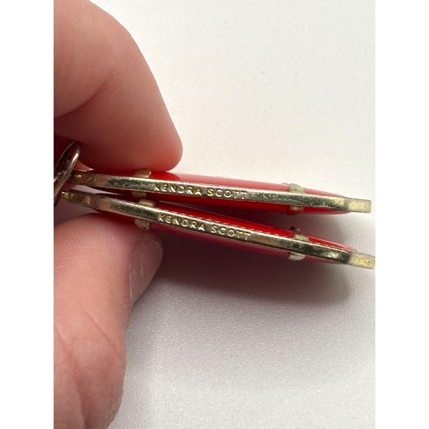 Kendra Scott Elle Gold Drop Earrings With Bright Red Stones