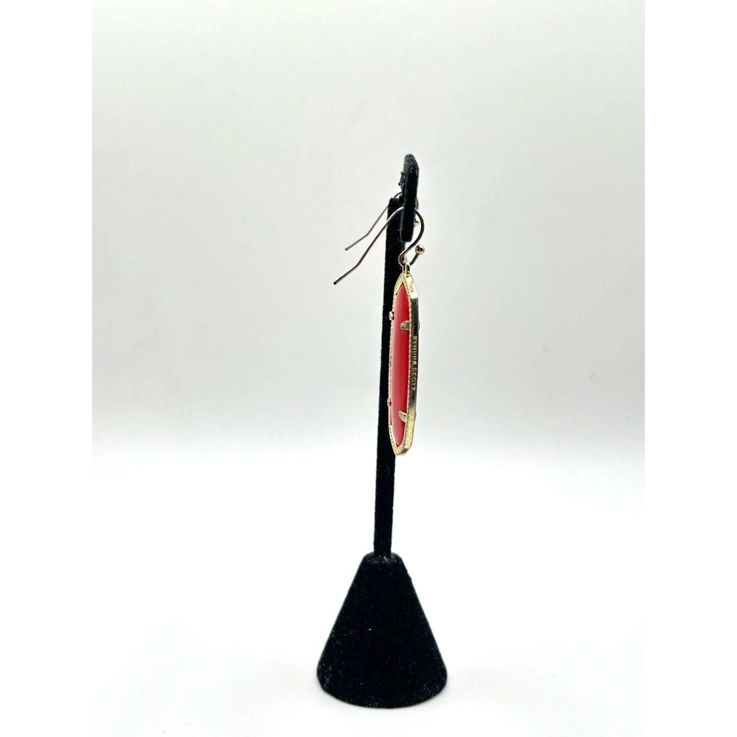 Kendra Scott Elle Gold Drop Earrings With Bright Red Stones