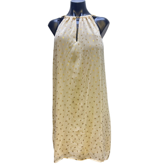 NWT Michael Kors Halter Neck Dress Bone/Gold Polka Dot Pattern XS