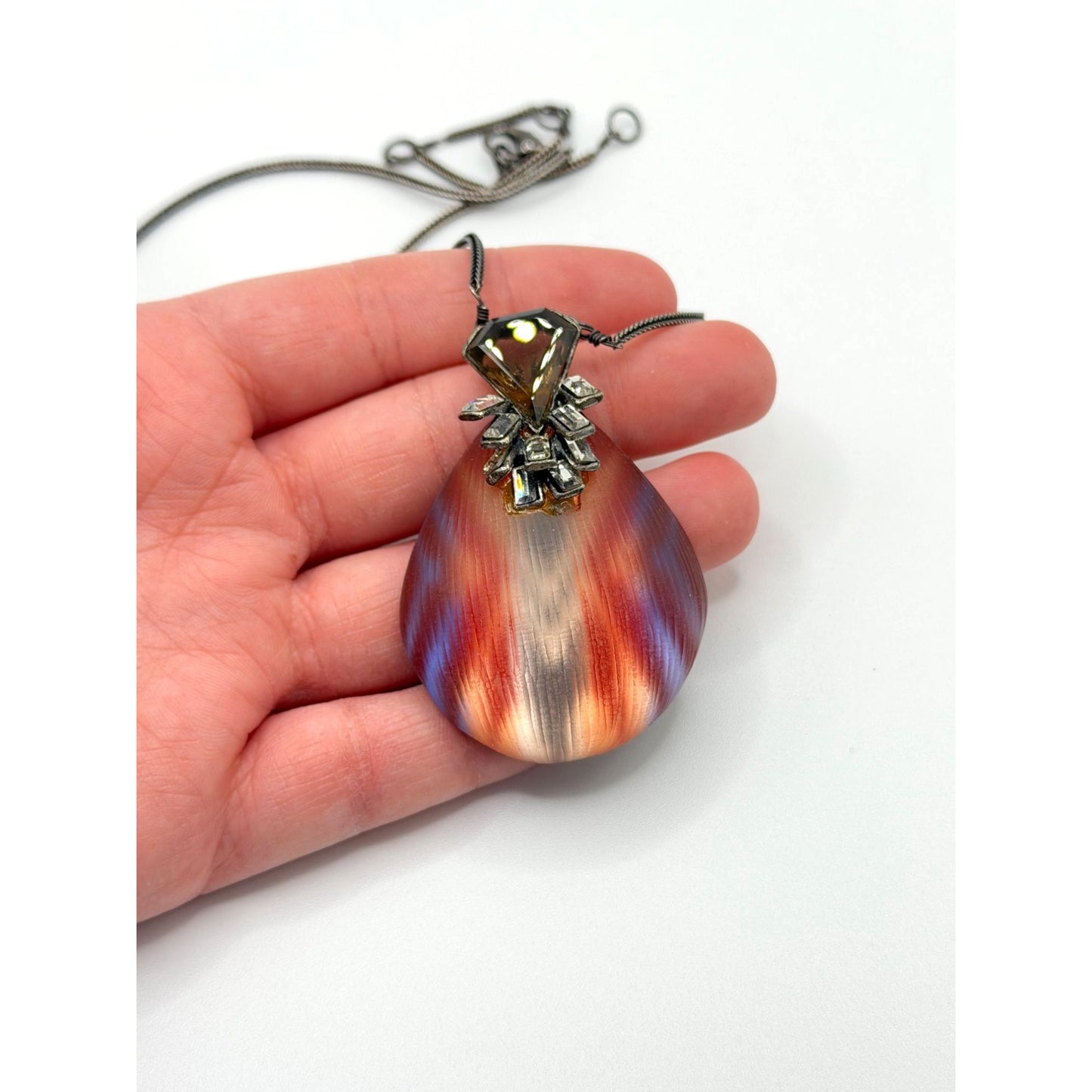 Alexis Bittar Hand-Carved Pendant Necklace With Gradient Resin & Crystal Accents