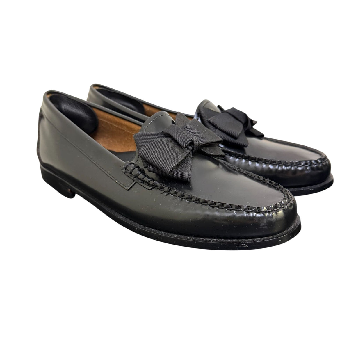 G.H. Bass Weejuns Black Leather Bow Loafers Size 10
