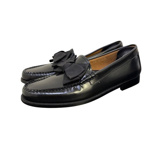 G.H. Bass Weejuns Black Leather Bow Loafers Size 10