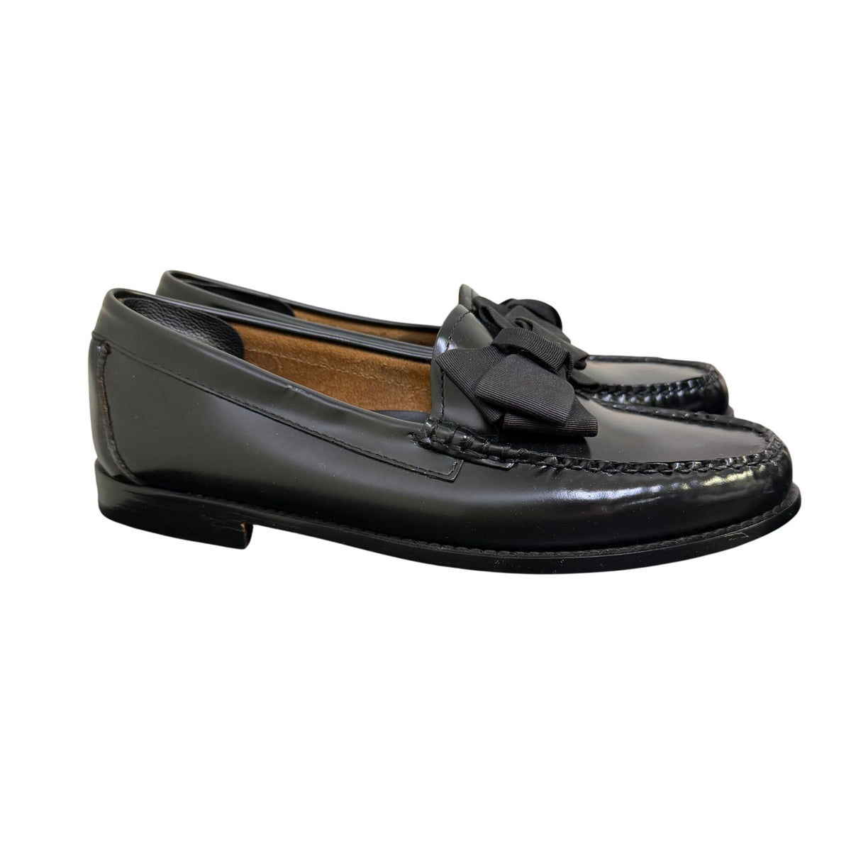 G.H. Bass Weejuns Black Leather Bow Loafers Size 10