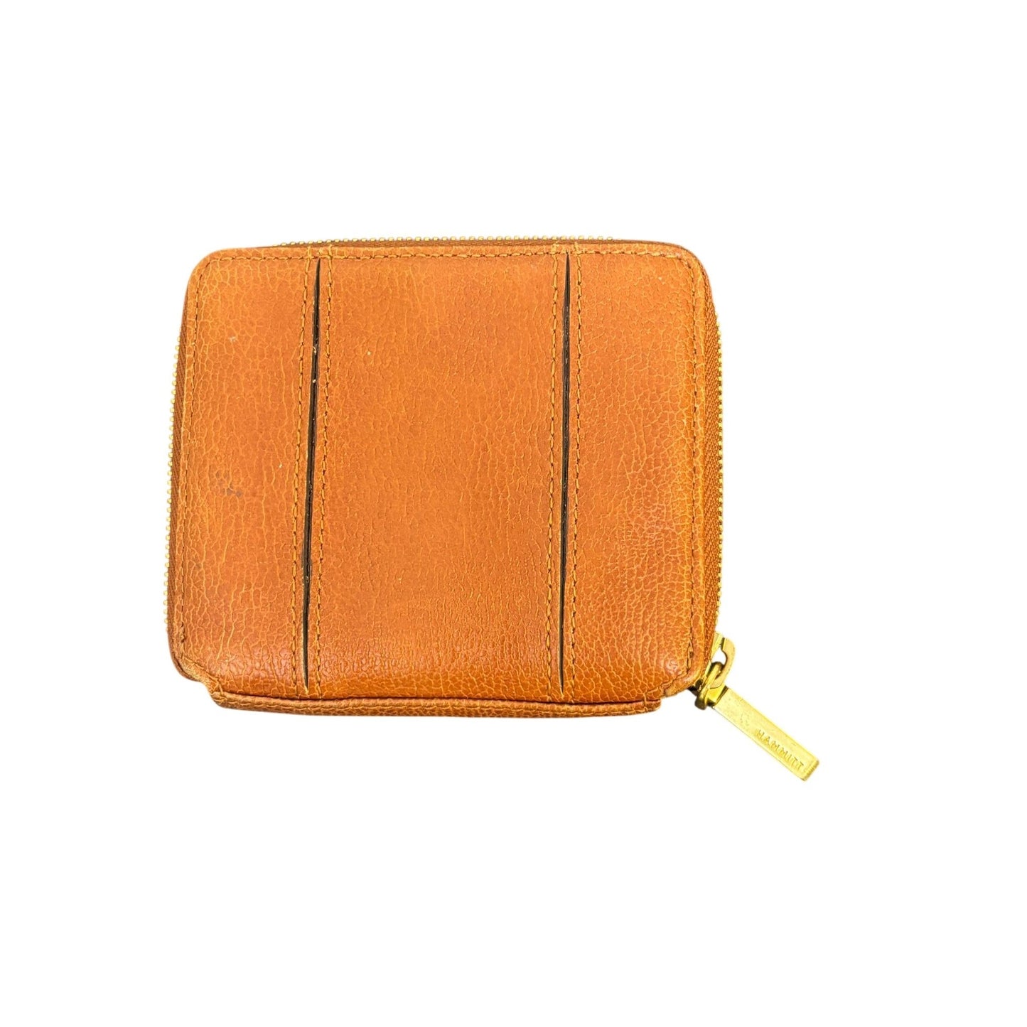 Hammitt Los Angeles Brown Leather Wallet With Gold Rivet Detail & Zip Closure