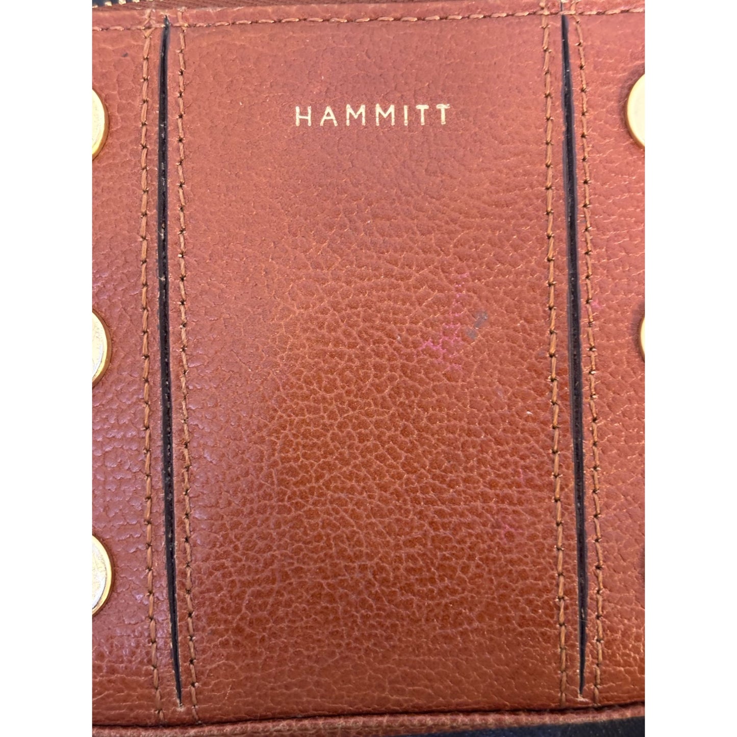 Hammitt Los Angeles Brown Leather Wallet With Gold Rivet Detail & Zip Closure